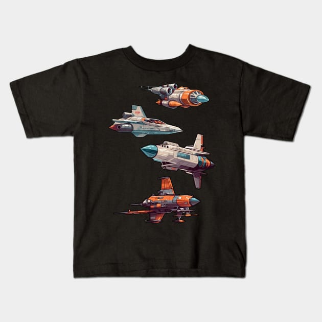 Retro Rockets Kids T-Shirt by MichaelaGrove